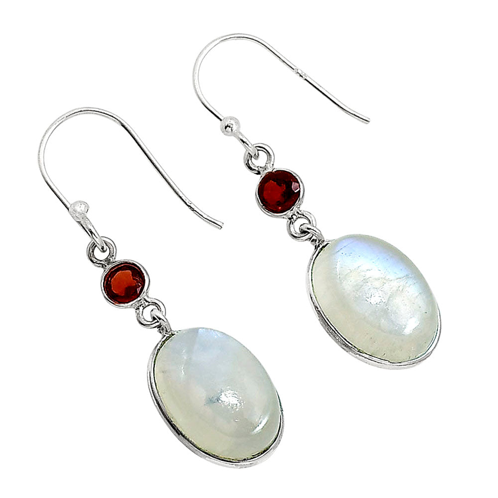 Rainbow Moonstone and Garnet Earrings E-1002 SDE91622