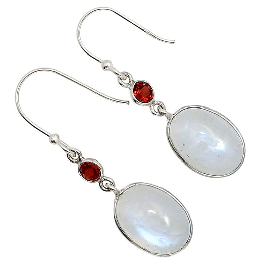 Rainbow Moonstone and Garnet Earrings E-1002 SDE91623