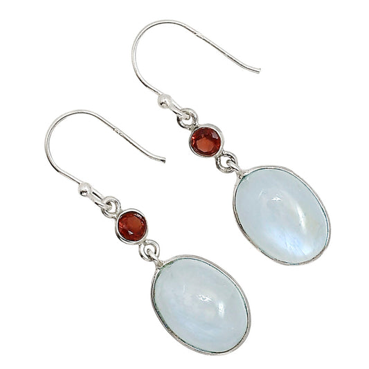 Rainbow Moonstone and Garnet Earrings E-1002 SDE91624