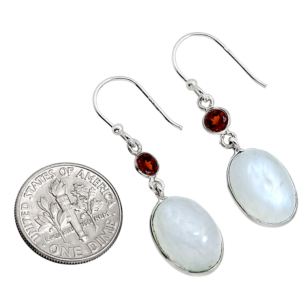 Rainbow Moonstone and Garnet Earrings E-1002 SDE91624