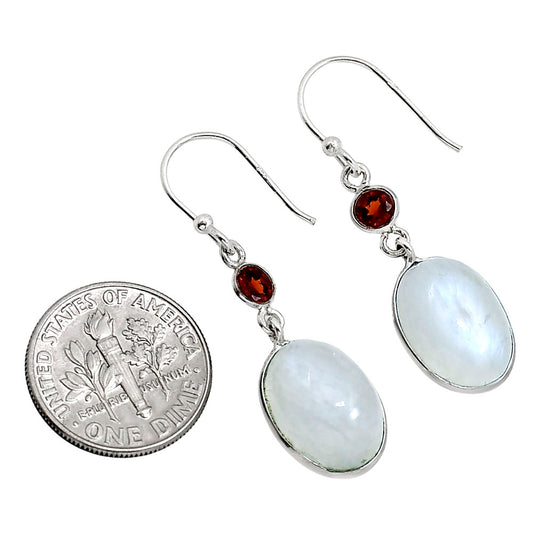 Rainbow Moonstone and Garnet Earrings E-1002 SDE91624