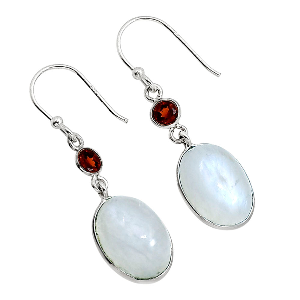 Rainbow Moonstone and Garnet Earrings E-1002 SDE91624