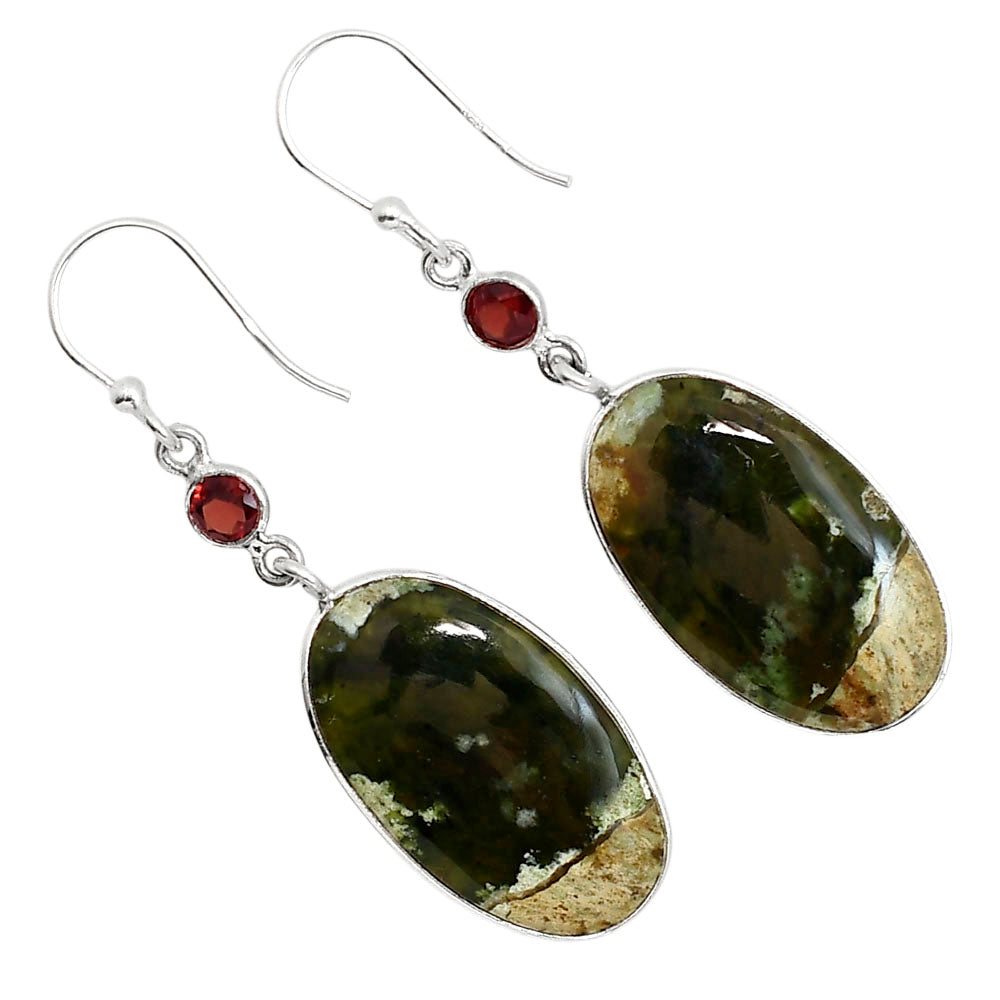 Chrome Chalcedony and Garnet Earrings E-1002 SDE91625