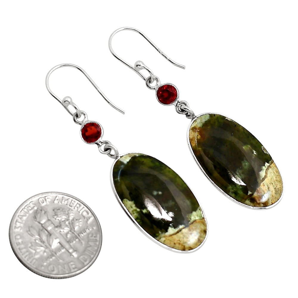 Chrome Chalcedony and Garnet Earrings E-1002 SDE91625