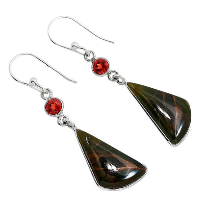 Turkish Rainforest Chrysocolla and Garnet Earrings E-1002 SDE91626
