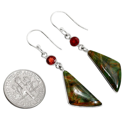 Turkish Rainforest Chrysocolla and Garnet Earrings E-1002 SDE91627