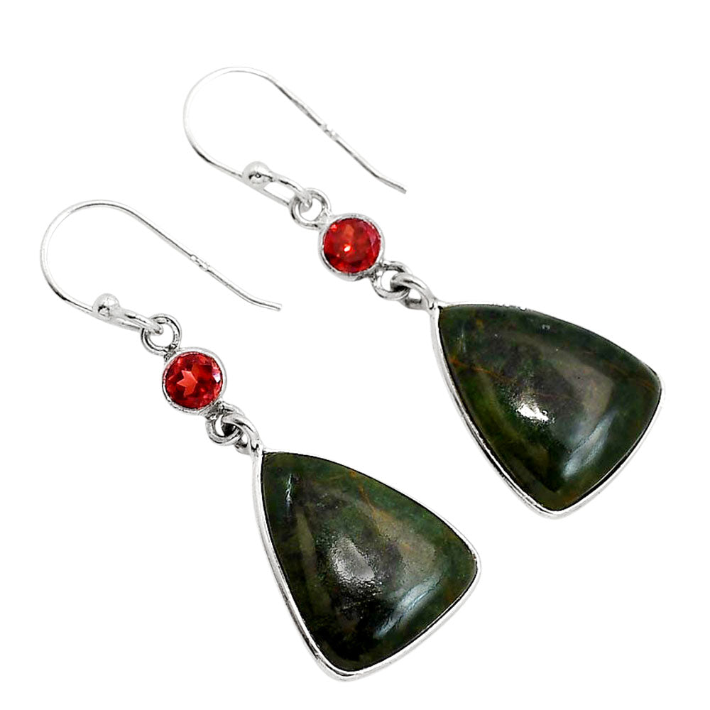 Chrome Chalcedony and Garnet Earrings E-1002 SDE91629