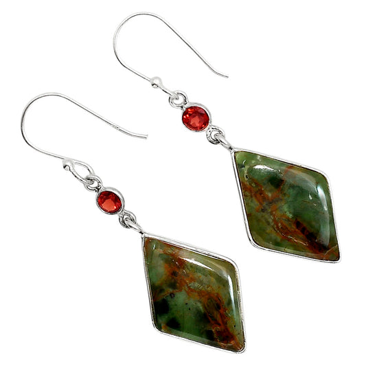 Chrome Chalcedony and Garnet Earrings E-1002 SDE91632