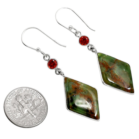 Chrome Chalcedony and Garnet Earrings E-1002 SDE91632