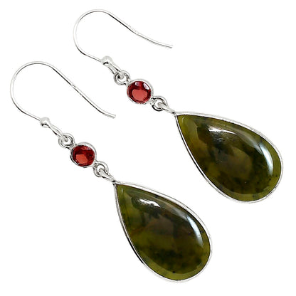 Chrome Chalcedony and Garnet Earrings E-1002 SDE91636