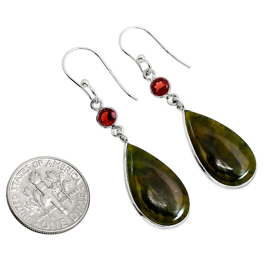 Chrome Chalcedony and Garnet Earrings E-1002 SDE91636