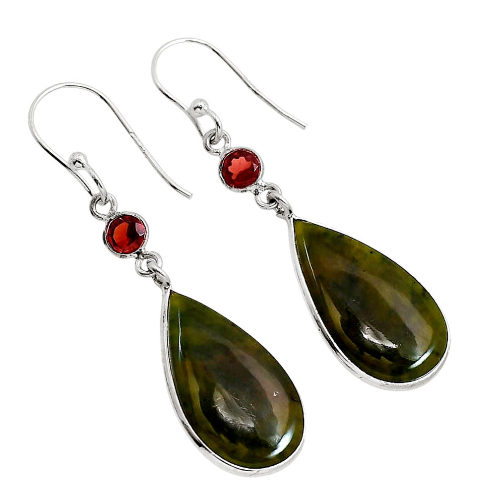 Chrome Chalcedony and Garnet Earrings E-1002 SDE91636