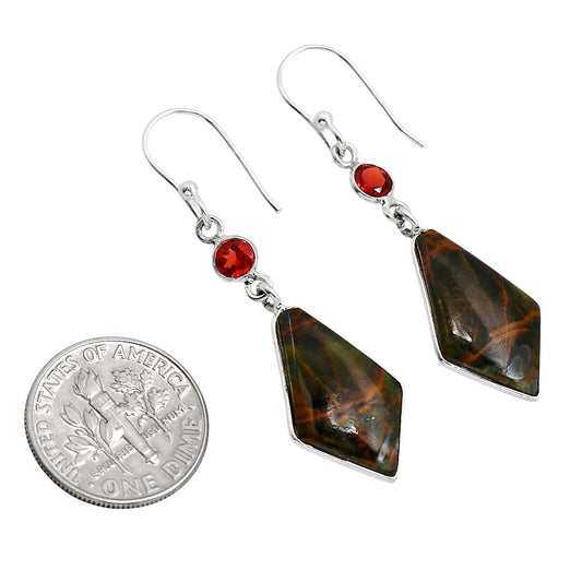 Turkish Rainforest Chrysocolla and Garnet Earrings E-1002 SDE91637