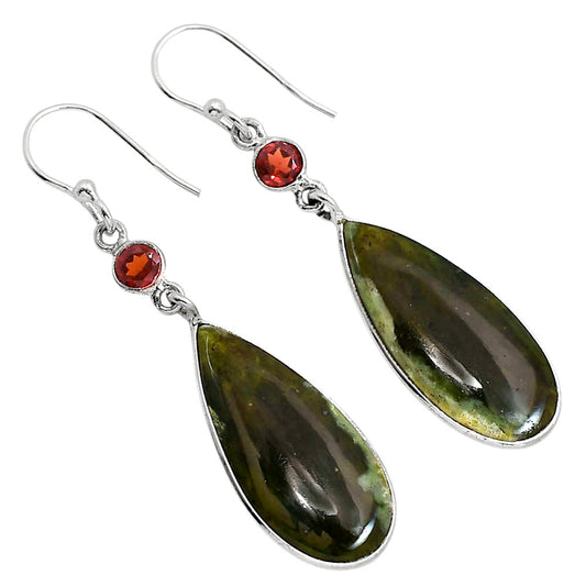 Chrome Chalcedony and Garnet Earrings E-1002 SDE91638