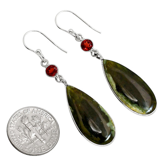 Chrome Chalcedony and Garnet Earrings E-1002 SDE91638