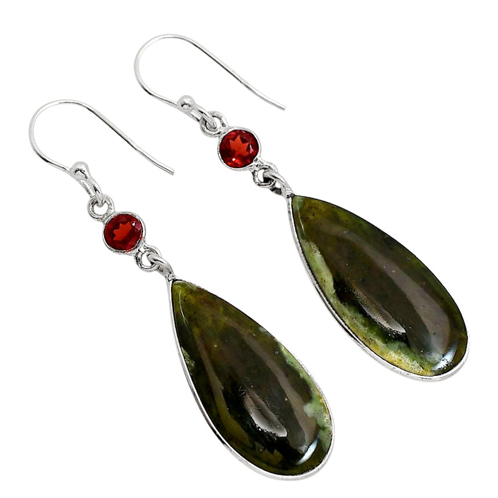 Chrome Chalcedony and Garnet Earrings E-1002 SDE91638