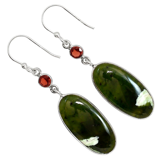 Chrome Chalcedony and Garnet Earrings E-1002 SDE91642