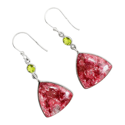 Pink Thulite and Peridot Earrings E-1002 SDE91661