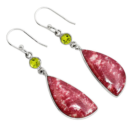 Pink Thulite and Peridot Earrings E-1002 SDE91662