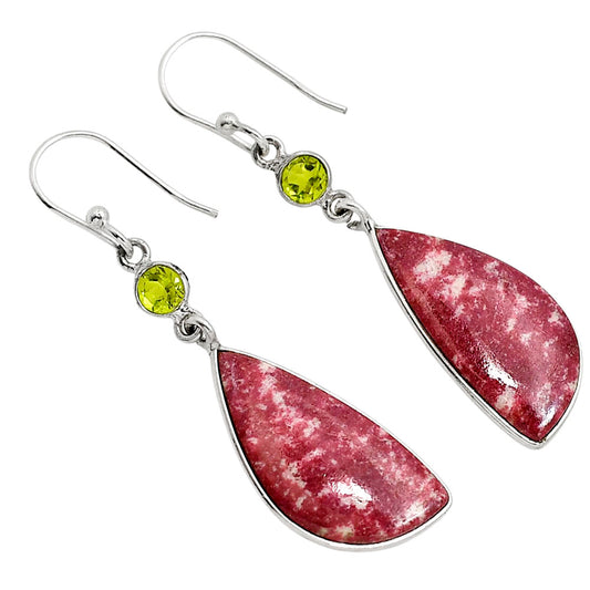 Pink Thulite and Peridot Earrings E-1002 SDE91662