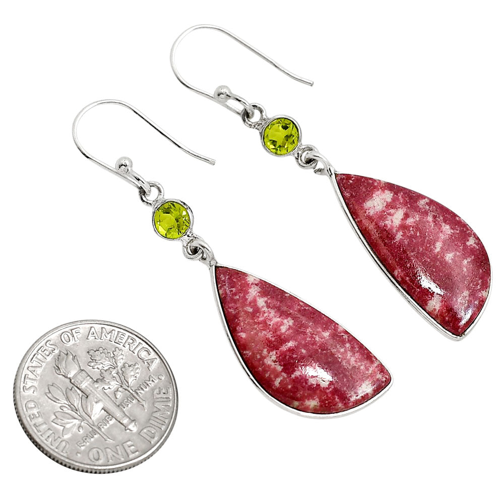 Pink Thulite and Peridot Earrings E-1002 SDE91662