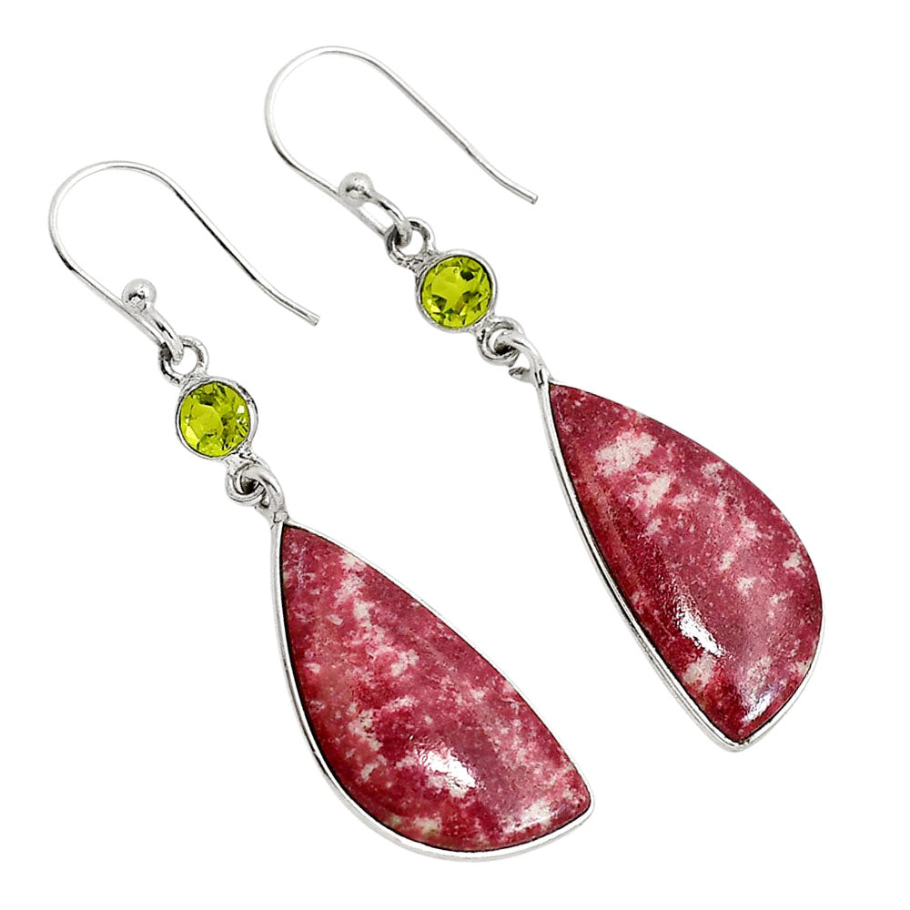 Pink Thulite and Peridot Earrings E-1002 SDE91662