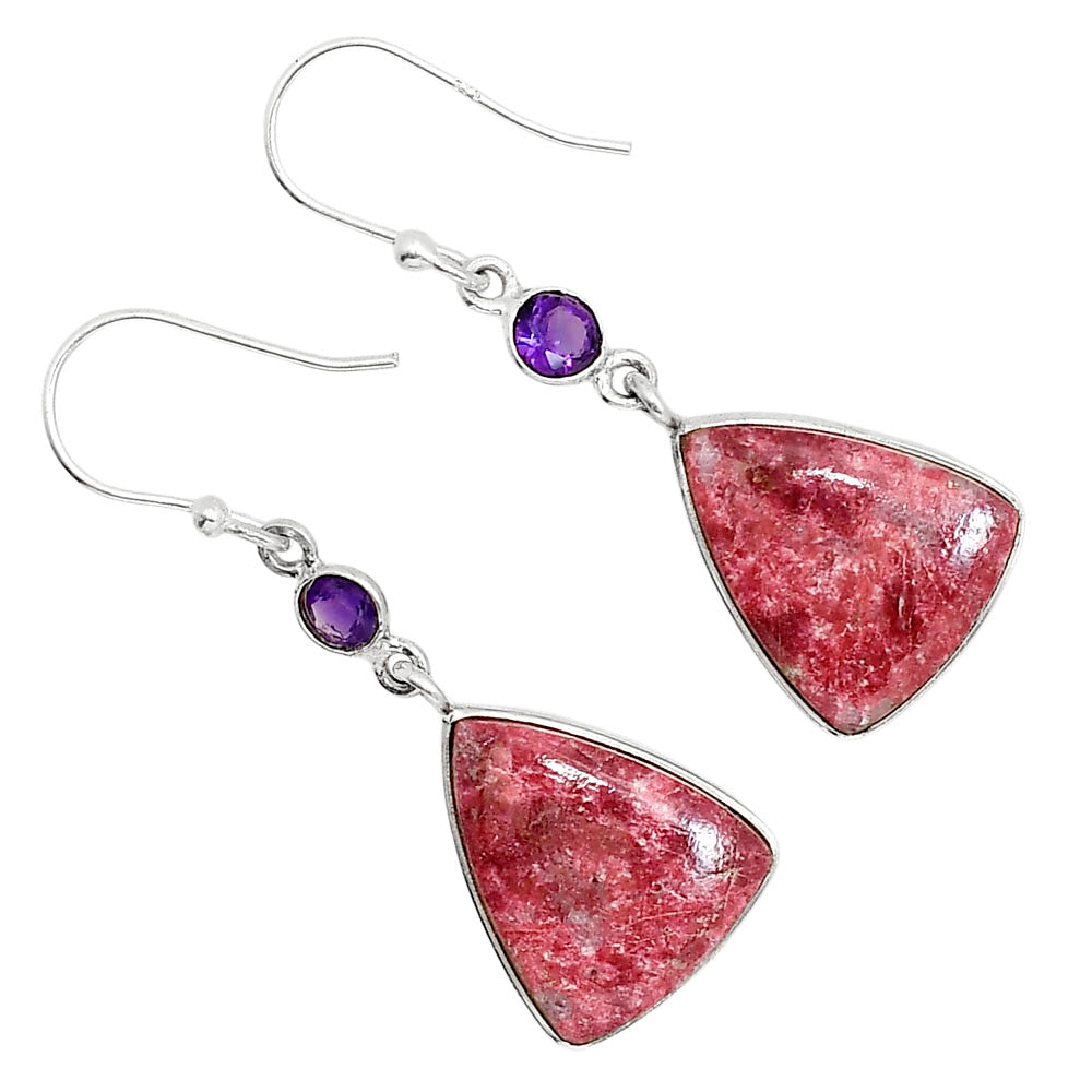 Pink Thulite and Amethyst Earrings E-1002 SDE91665