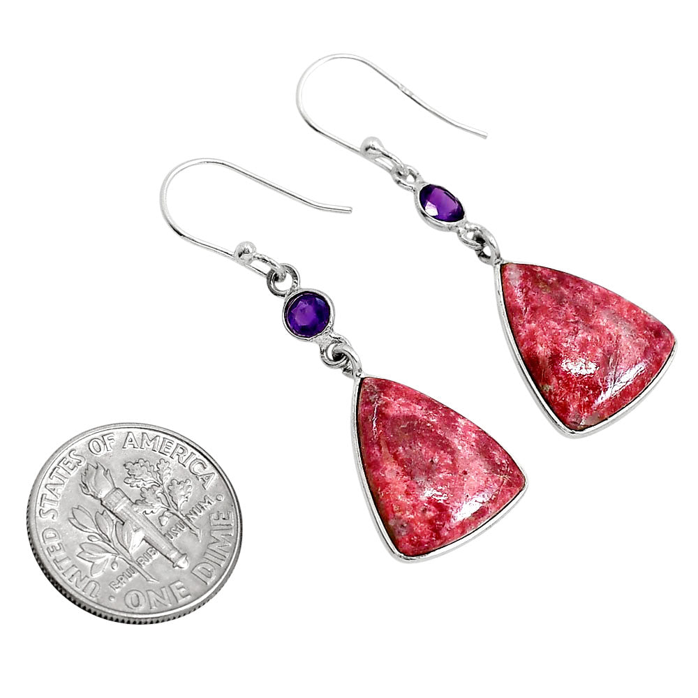 Pink Thulite and Amethyst Earrings E-1002 SDE91665