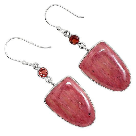 Pink Tulip Quartz and Garnet Earrings E-1002 SDE91667