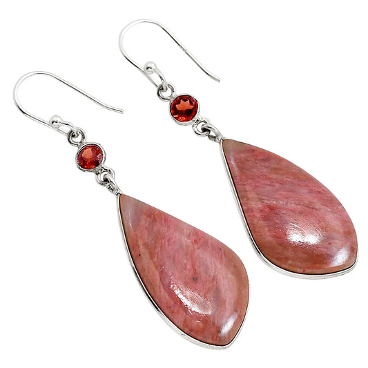 Pink Tulip Quartz and Garnet Earrings E-1002 SDE91669