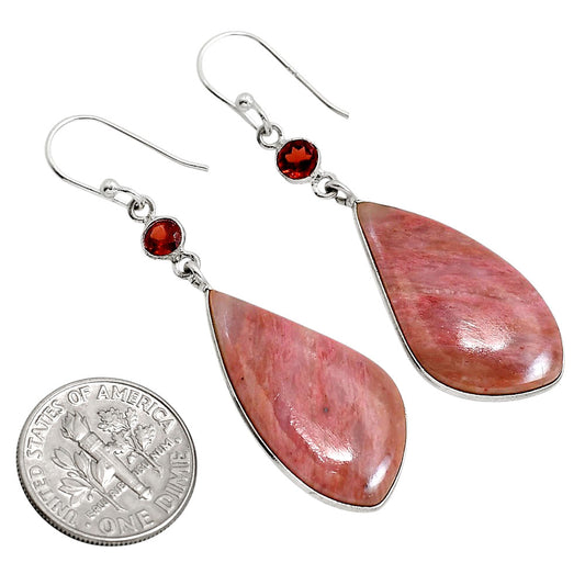 Pink Tulip Quartz and Garnet Earrings E-1002 SDE91669