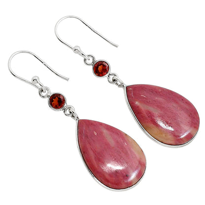 Pink Tulip Quartz and Garnet Earrings E-1002 SDE91670