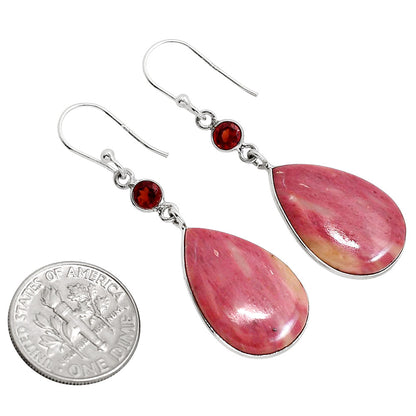 Pink Tulip Quartz and Garnet Earrings E-1002 SDE91670