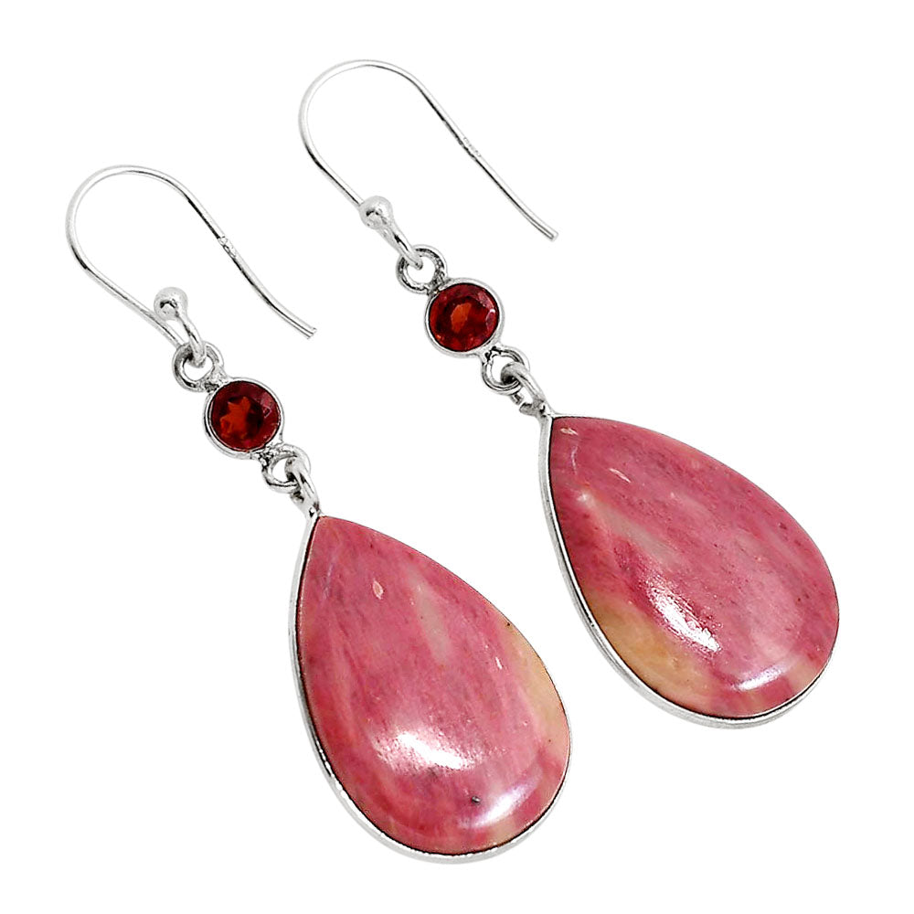 Pink Tulip Quartz and Garnet Earrings E-1002 SDE91670