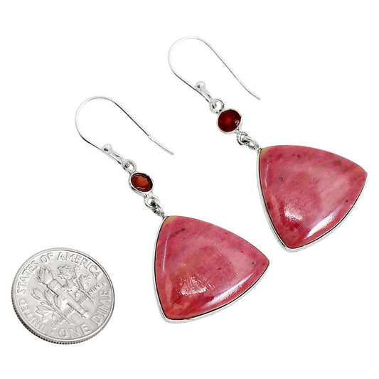 Pink Tulip Quartz and Garnet Earrings E-1002 SDE91671