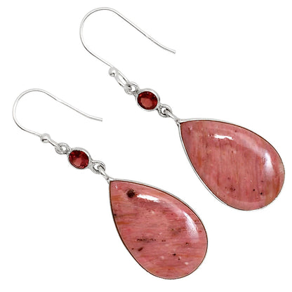 Pink Tulip Quartz and Garnet Earrings E-1002 SDE91672