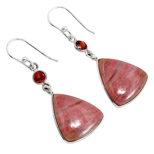 Pink Tulip Quartz and Garnet Earrings E-1002 SDE91673