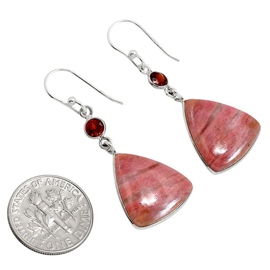 Pink Tulip Quartz and Garnet Earrings E-1002 SDE91673