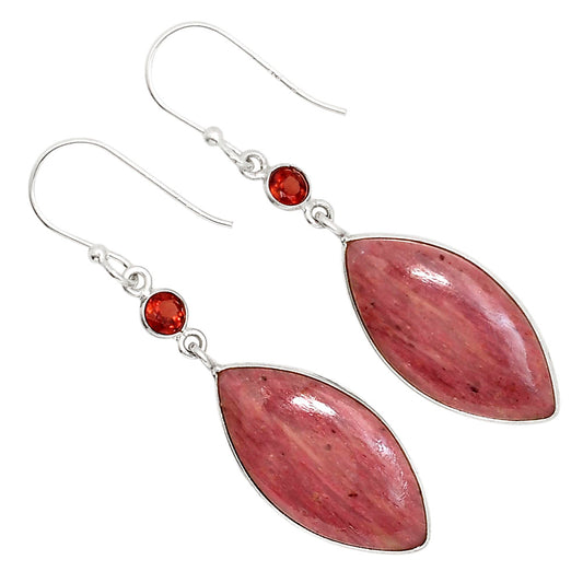 Pink Tulip Quartz and Garnet Earrings E-1002 SDE91674