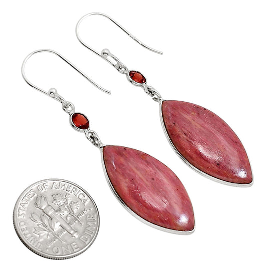 Pink Tulip Quartz and Garnet Earrings E-1002 SDE91674