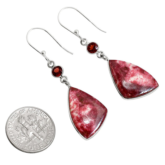 Pink Thulite and Garnet Earrings E-1002 SDE91675