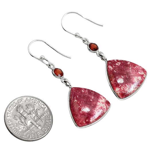Pink Thulite and Garnet Earrings E-1002 SDE91676