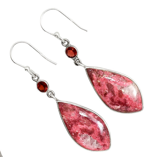Pink Thulite and Garnet Earrings E-1002 SDE91677