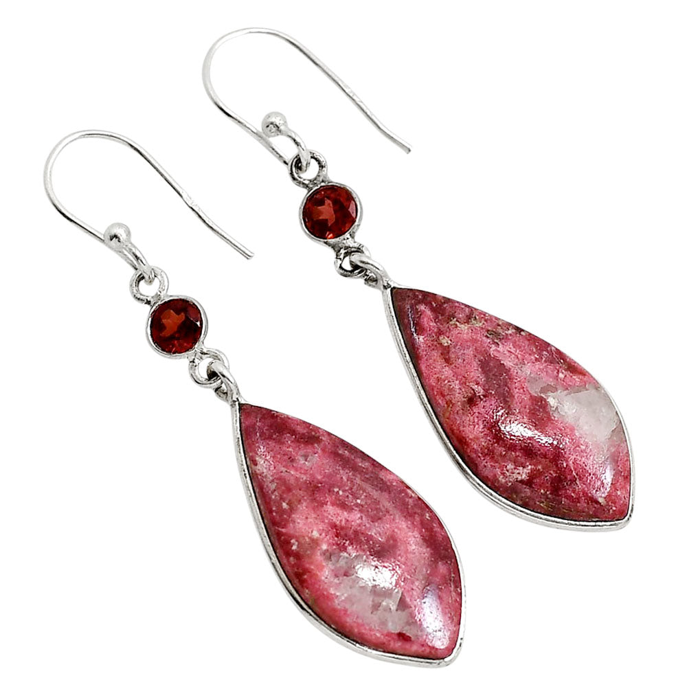 Pink Thulite and Garnet Earrings E-1002 SDE91677