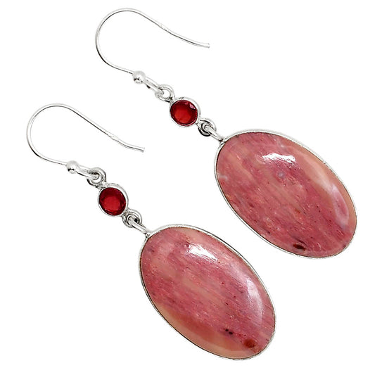Pink Tulip Quartz and Garnet Earrings E-1002 SDE91678