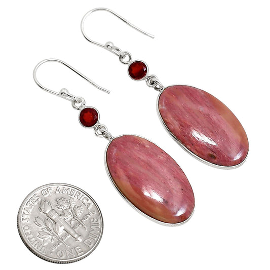 Pink Tulip Quartz and Garnet Earrings E-1002 SDE91678