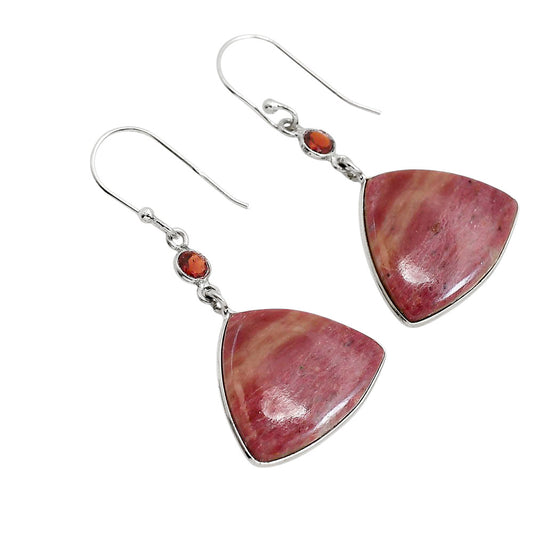 Pink Tulip Quartz and Garnet Earrings E-1002 SDE91679