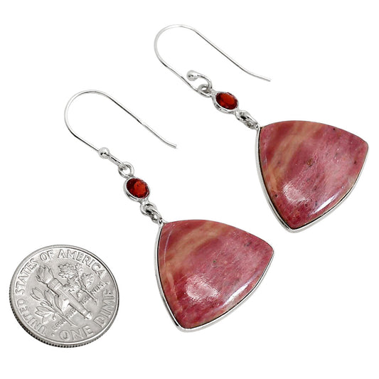 Pink Tulip Quartz and Garnet Earrings E-1002 SDE91679