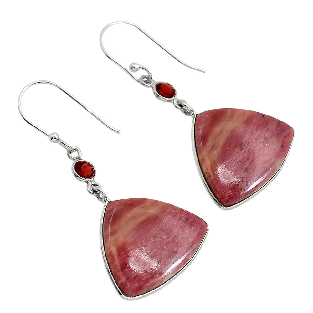 Pink Tulip Quartz and Garnet Earrings E-1002 SDE91679