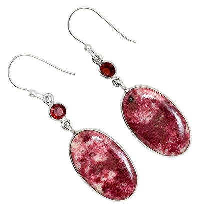 Pink Thulite and Garnet Earrings E-1002 SDE91680